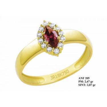 Imagem de Anel de Formatura Lua em Ouro 18k Amarelo Rubi e Brilhantes em Zircôni