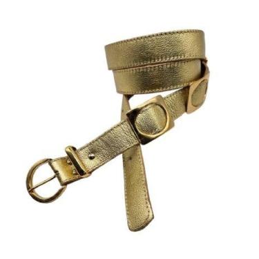 Imagem de Cinto feminino plus size couro qualidade MA700 - Barão do Couro, Doura