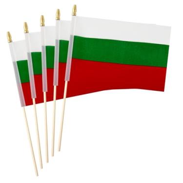 Imagem de Pacote com 5 mini bandeiras de madeira pequena de madeira, adequada para várias festas de fim de ano, Copa do Mundo, Dia Nacional e Dia da Bandeira Nacional. (Bulgária)