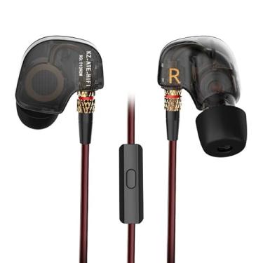 Imagem de Fones de ouvido esportivos KZ ATE Hi-Fi IEM com gancho de orelha de motorista de cobre e pontas de espuma especialmente para fãs de música, Preto, New Mic Edition