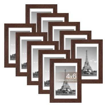 Imagem de Conjunto simples de 10 porta-retratos para 4x6 Photo Brown - upsimples