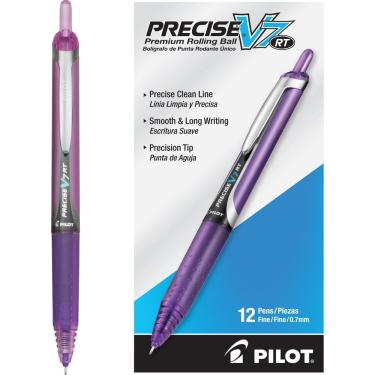 Imagem de Canetas Rolling Ball PILOT Precise V7 RT Fine Point Purple, pacote com 12
