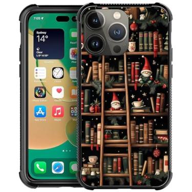 Imagem de TAMEFOX Capa compatível com iPhone 14 Pro Max, estante mágica de Natal Papai Noel para iPhone 14 Pro Max, quatro cantos, com para-choque, antiderrapante, antiqueda, capa protetora para iPhone 14 Pro