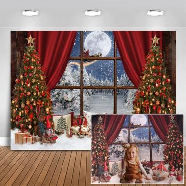 Imagem de Backdrop Mocsicka Christmas Wood Window, Natal, 7 x 5 pés, vinil