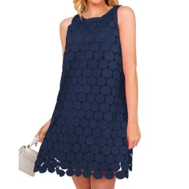 Imagem de Vestido feminino BTFBM Hollow Out Circle bordado azul marinho XXL