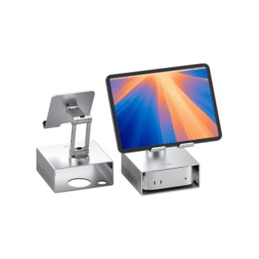Imagem de Hagibis Suporte de tablet para iPad Pro Air, Mac mini M4/M4 Pro, suporte de metal para mesa de armazenamento, suporte multifuncional dobrável ajustável de 360°