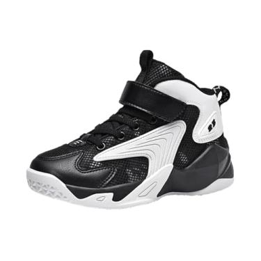 Imagem de Bolognifi Botas de basquete infantis cano alto, calçados esportivos antiderrapantes e sola grossa da moda Equipamento de basquetebol(Negro1,38 BR)