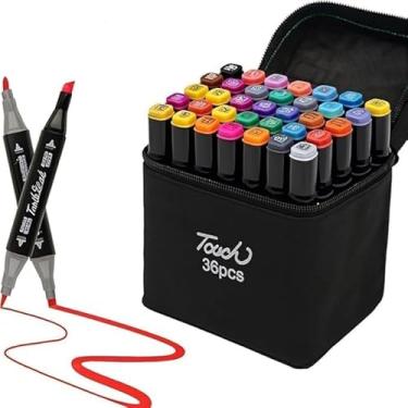 Imagem de Caneta Marcador Para Colorir Desenho Profissional 36, 48, 80 Cores Conjunto De Canetinhas Pontas Duplas Codificados por Cores Vivas para Desenho (36)