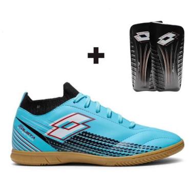 Imagem de Chuteira Futsal Lotto Solista Supernova Masculina + Caneleira, 41, Azu