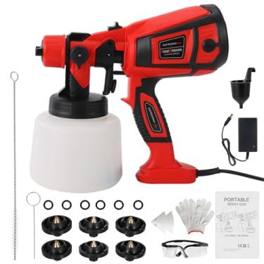 Imagem de Daconovo Pulverizador de tinta, pistola elétrica de pintura em spray HVLP 650W Recipiente de 1400ml com 6 bicos de cobre 3 efeitos de pulverização para móveis internos e externos, cercas, paredes, tet