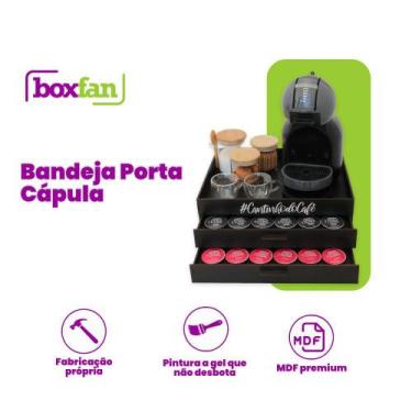 Imagem de Bandeja com 2 Gavetas Porta Cápsulas Café Dolce Gusto Preta 48 Cápsula