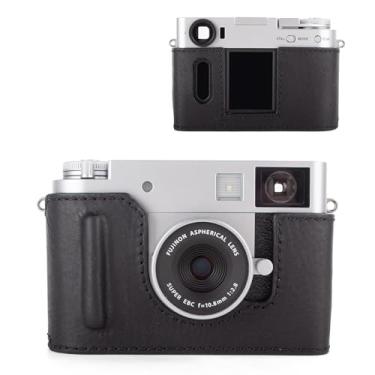 Imagem de MUZIRI KINOKOO Capa para Fuji X Half Camera, estilo retrô, couro genuíno premium, Fuji X-Half capa protetora com abertura inferior e design de mão - preta
