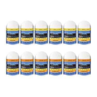 Imagem de Essential Moisture Mini Protetor Labial Pacote Variado – 12 Unidades – 6 Almond Swirl + 6 Baunilha Mint – FPS 15 Cuidados Labiais – Ótimo para Casamentos, Festas, Lembranças e Uso Diário