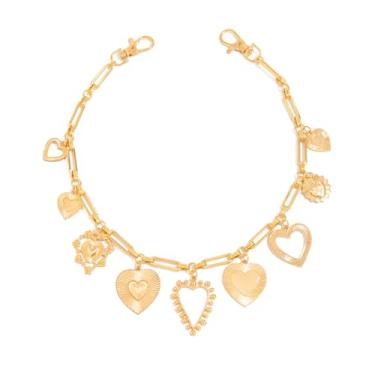 Imagem de Calça jeans hip hop ouro coração corrente punk símbolo amor corrente para homens e mulheres, 49 cm 56 g bolsa de cinto acessório para cosplay gótico estilo rap