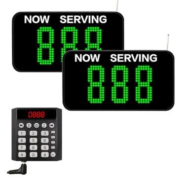 Imagem de KOQICALL Take a Number Machine Queue Wireless Calling System 1 Teclado Caller 2 Now Serving Dot-Matrix Display Real-Time Show Green Customer Number for Restaurant Clinic Bank Waiting Line Management