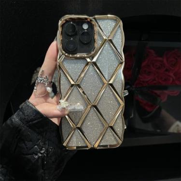 Imagem de MVVKKY Capa de celular macia com glitter em cubo de mármore, transparente e à prova de choque, para iPhone 14 Plus/4