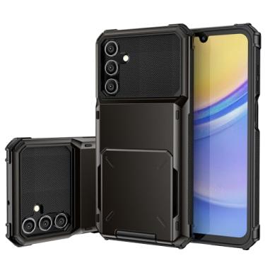 Imagem de SORAKA Capa para Samsung Galaxy A15 5G com suporte para cartão PC TPU 2 em 1 capa bumper de camada dupla à prova de choque pode conter 5 cartões cinza