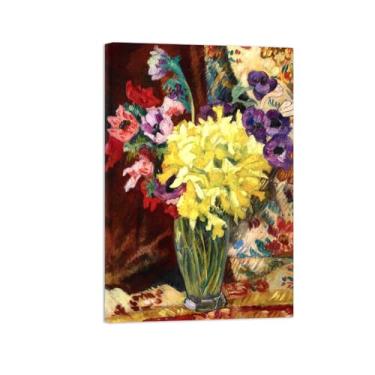 Imagem de Flores Pintura em tela Famosa Pintura Reprodução-Quadros para sala de estar-Vaso anêmonas-Pôster pronto para pendurar Tela Embrulhada 20x30cm