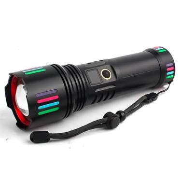 Imagem de Lanterna LED Tática Super Brilho 2000 Lúmens – Zoom Telescópico, 5 Modos de Luz, Recarregável USB, Alumínio Resistente