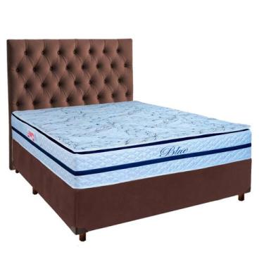 Imagem de Conjunto Cama Box Blindado Casal + Colchão Molas Ensacadas Blue Paropa