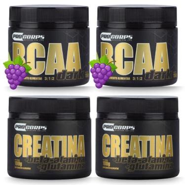 Imagem de Kit 2 BCAA Dark 150g e 2 Creatinas Beta Alanina Sem Sabor 100g - Pro C