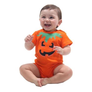 Imagem de Fantasia Bebê Abobora Macacão Body Laranja Macaquinho Hallow