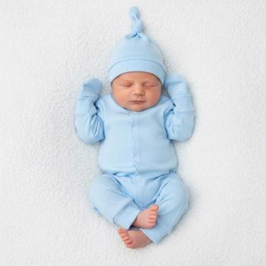 Imagem de Macacão Ribana Estiloso Bebê Confortável Macacacaquinho Fofo Azul - Fl