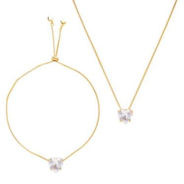 Imagem de Conjunto Colar E Pulseira Pedra Zircônia Folheado A Ouro 18k - Milena 