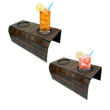 Imagem de Esteira de Sofá Kit 2 Unidades Apoio Porta Copos Madeira Rústica Bande