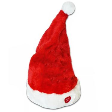 Imagem de Gorro de Natal Musical Movimenta Toca Musica Dança Luxo Enfeite Natalino Bone Chapeu Fantasia