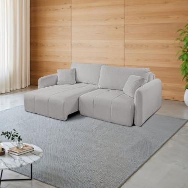 Imagem de Sofá Retrátil e Reclinável 206cm com Almofadas Decorativas Eros Espresso Móveis Cinza