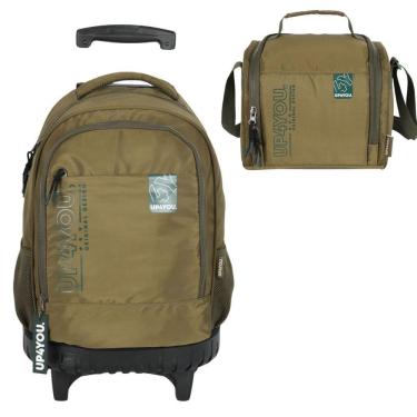 Imagem de Kit Mochila Rodinhas Juvenil Lancheira Escolar Verde Up4You