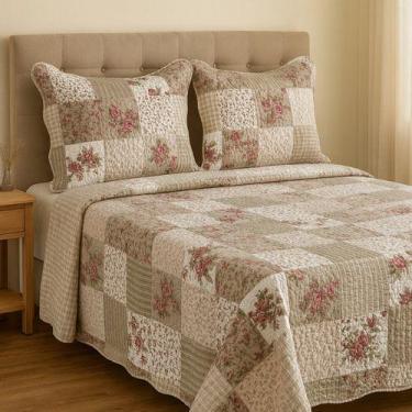 Imagem de Colcha Queen 3 Peças Percal 400 Fios Cobre Leito Toque Macio - SAFIRA 