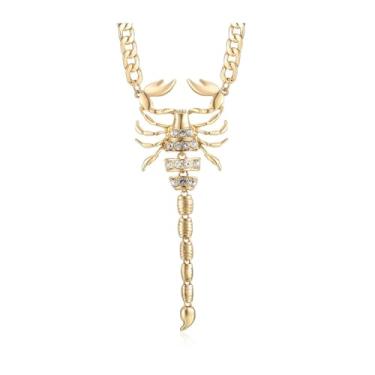 Imagem de Aononu Colar feminino com pingente de escorpião hip hop, corrente de cristal, personalidade, punk rock, festa, bijuteria, Zinco, Sem Pedra Preciosa