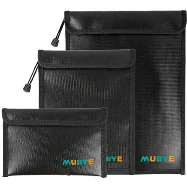 Imagem de Bolsa de documentos à prova d'água atualizada à prova de fogo - pacote com 3 sacos de dinheiro seguros com zíper, bolsa organizadora de armazenamento resistente a fogo e água para suporte de