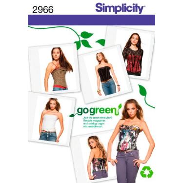 Imagem de Simplicity 2966 Go Green Espartilho feminino reciclável padrões de costura, tamanhos 6-12