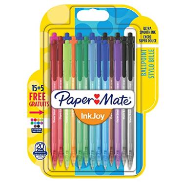 Imagem de Caneta esferográfica retrátil InkJoy PaperMate com ponta média de 1,0 mm – cores sortidas padrão, pacote com 20