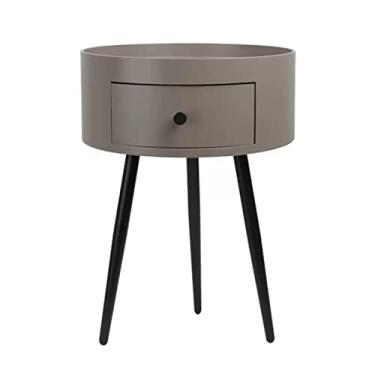 Imagem de Mesa de cabeceira redonda mesa de cabeceira pequena de madeira mesa de canto com destaque mesa de centro com 1 gaveta mesa lateral para sala de estar, quarto, escritório, mesa de cabeceira pequena