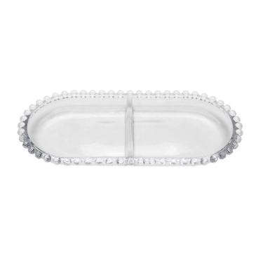 Imagem de Petisqueira Oval Wolff Pearl De Cristal Com Divisória 24Cm