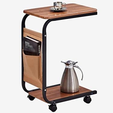 Imagem de Mesa central mesa de chá mesa lateral móvel sala de estar mesa lateral sofá mesa lateral com rodas pequena mesa de centro mesa quadrada quarto