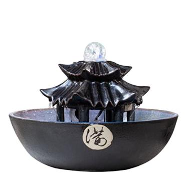 Imagem de XFNVXC Fonte decorativa para uso interno fonte de mesa criativa Zen fluindo ornamento de água fonte sala de estar circulação sorte escritório desktop fonte Rockery Fountain casa