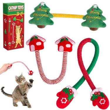 Imagem de Retro Shaw Brinquedos de erva-dos-gatos de Natal, cordas de mastigar, 3 peças, brinquedos de erva-dos-gatos para gatos em ambientes internos, brinquedo seguro para morder, brinquedo para mastigar para