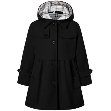 Imagem de Casaco Betusline para meninas com capuz, botão, trincheira, outono e i