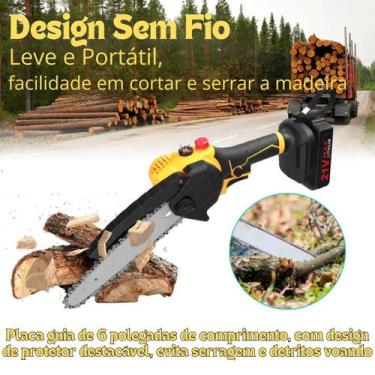 Imagem de Mini Motosserra Elétrica 6'' Com Bateria Recarregável Bivolt - STARTOO