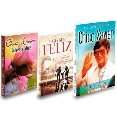 Imagem de Kit 3 Livros: Chico Xavier, Momentos com Chico Xavier e Para Ser Feliz