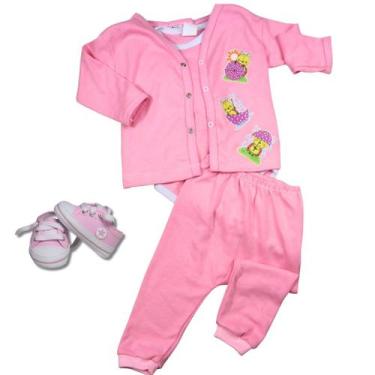 Imagem de Kit 4 Peças Suedine Roupa de Bebe Enxoval Saida Maternidade Confortave