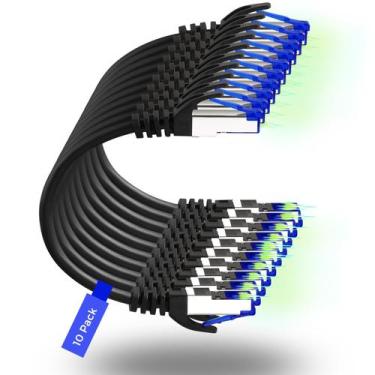 Imagem de Cabos de conexão Ethernet Rapink Cat8 0,15 m (pacote com 10) pretos