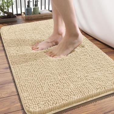 Imagem de Tapete de banho OLANLY Chenille Extra Macio Absorvente 34x21cm Bege