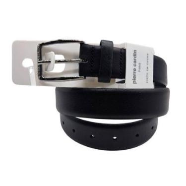 Imagem de Cinto masculino couro social Pierre Cardin 3505100, Preto, 95/100