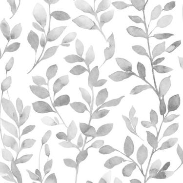 Imagem de Papel de parede MeLunmer Modern Grey Leaf PVC 44x200 cm